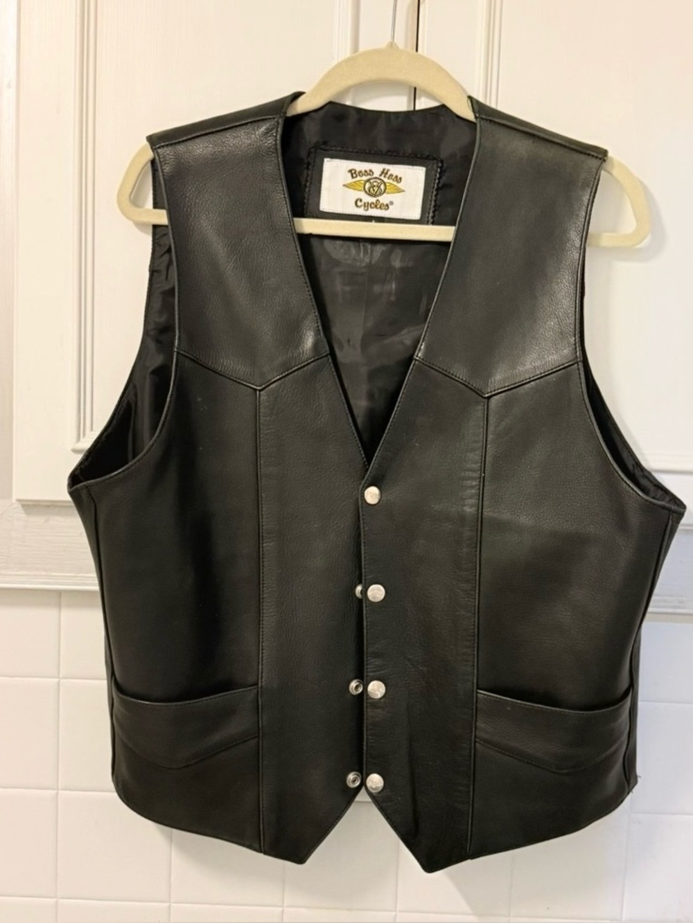Genuine Leather Black Men’s Boss Hoss vest L